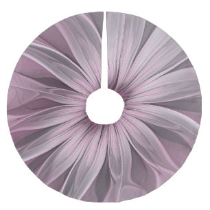 Saia Para Árvore De Natal De Poliéster Arte fractal floral abstrata moderna de flor rosa