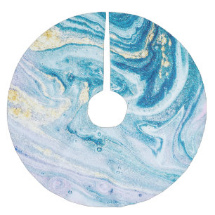 Saia Para Árvore De Natal De Poliéster Arte Oceânica: Marble Agate Swirls.