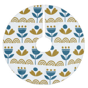 Saia Para Árvore De Natal De Poliéster Arte popular escandinava, padrão colorido.