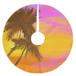 Saia Para Árvore De Natal De Poliéster Árvore de coco, tema de verão tropical.