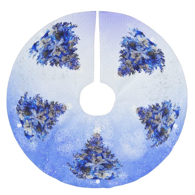 Saia Para Árvore De Natal De Poliéster árvore de Natal azul (Frente)