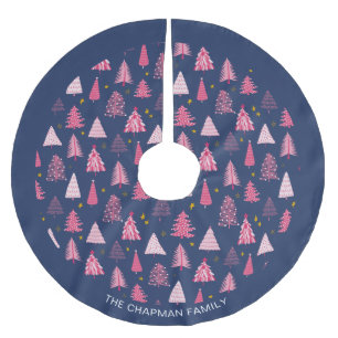 Saia Para Árvore De Natal De Poliéster Árvore de Natal Azul e Rosa da Família Personaliza