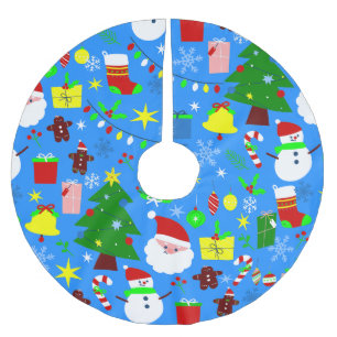 Saia Para Árvore De Natal De Poliéster árvore de natal azul santa claus