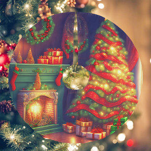 Saia Para Árvore De Natal De Poliéster Árvore de Natal do estilo Vintage tradicional