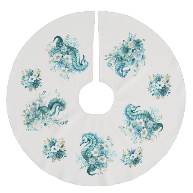 Saia Para Árvore De Natal De Poliéster Árvore de Natal do Mar (Frente)