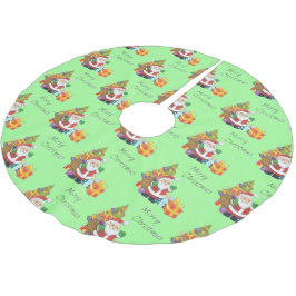 Saia Para Árvore De Natal De Poliéster Árvore de Natal e Papais noeis Feliz Natal Verde