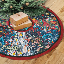Saia Para Árvore De Natal De Poliéster Árvore de Natal em Patchwork Floral Falso custom