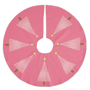 Saia Para Árvore De Natal De Poliéster Árvore de Natal moderna cor-de-rosa coral de Ombr