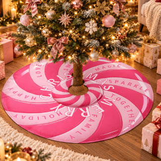 Saia Para Árvore De Natal De Poliéster Árvore de Natal Redemoinho de Bala Cor-de-Rosa