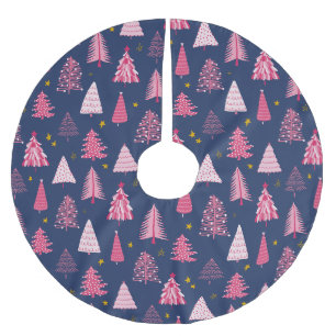 Saia Para Árvore De Natal De Poliéster Árvore de Natal Rosa e Azul Moderna
