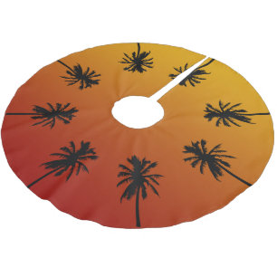 Saia Para Árvore De Natal De Poliéster Árvore de Natal tropical do por do sol alaranjado