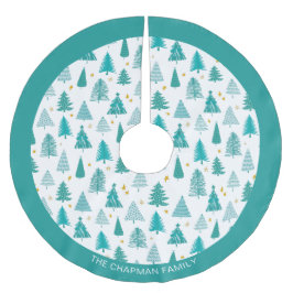 Saia Para Árvore De Natal De Poliéster Árvore de Natal Verde do Nome da Família Personali