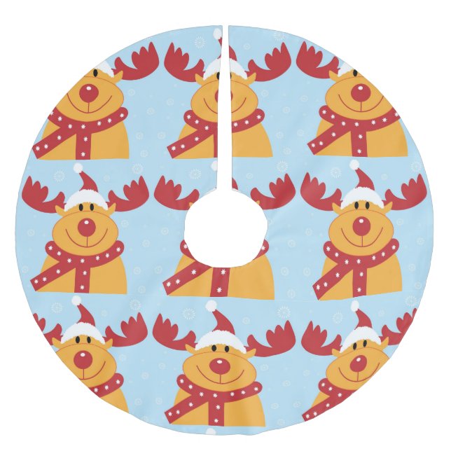 Saia Para Árvore De Natal De Poliéster Árvore de renas natalinas (Frente)