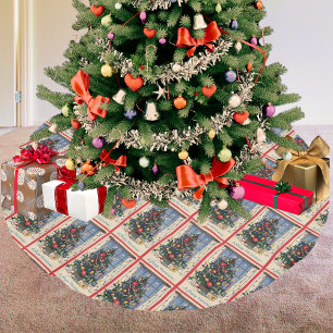 Saia Para Árvore De Natal De Poliéster Árvore do natal vintage em uma saia da árvore