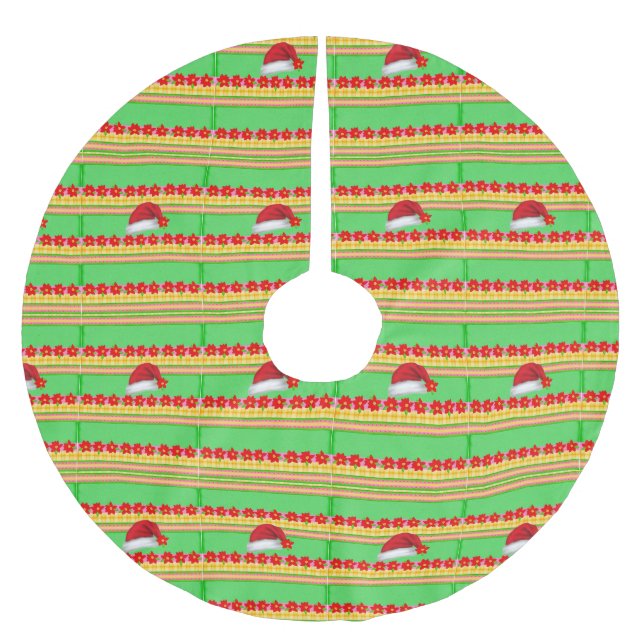Saia Para Árvore De Natal De Poliéster Árvore natalícia saia Santa Hat (Frente)