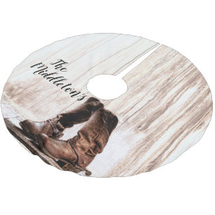 Saia Para Árvore De Natal De Poliéster Árvore Personalizada Botas de saia-caseira rústica