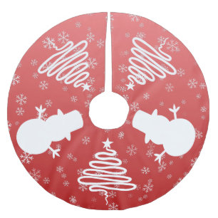 Saia Para Árvore De Natal De Poliéster Árvore Snowman de inverno Branco