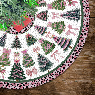 Saia Para Árvore De Natal De Poliéster Árvores de Natal coquette leopardo rosa personaliz
