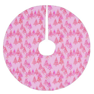 Saia Para Árvore De Natal De Poliéster Árvores de Natal de flores modernas - rosa pastel