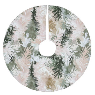 Saia Para Árvore De Natal De Poliéster Árvores de Natal verdes, cor-de-rosa abstrato