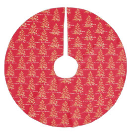 Saia Para Árvore De Natal De Poliéster Árvores Vermelhas Festivas e Douradas Feliz Natal