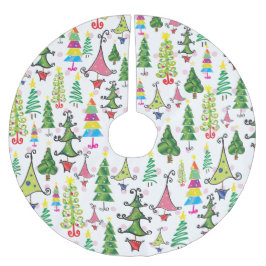 Saia Para Árvore De Natal De Poliéster Árvores Whimsical de Natal Verdes Rosa