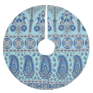Saia Para Árvore De Natal De Poliéster Asian Paisley Border: Design tradicional.