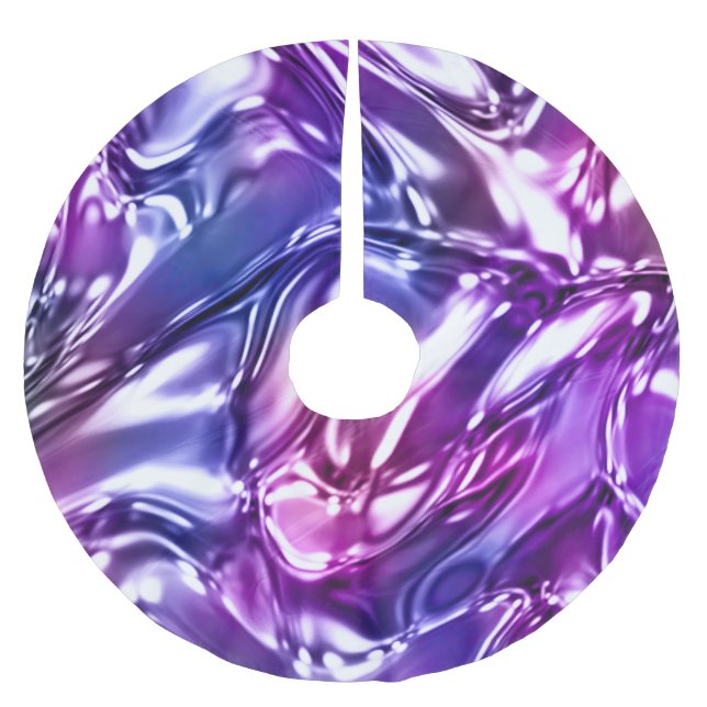 Saia Para Árvore De Natal De Poliéster Aspecto Metálico de Onda Roxa Azul (Frente)