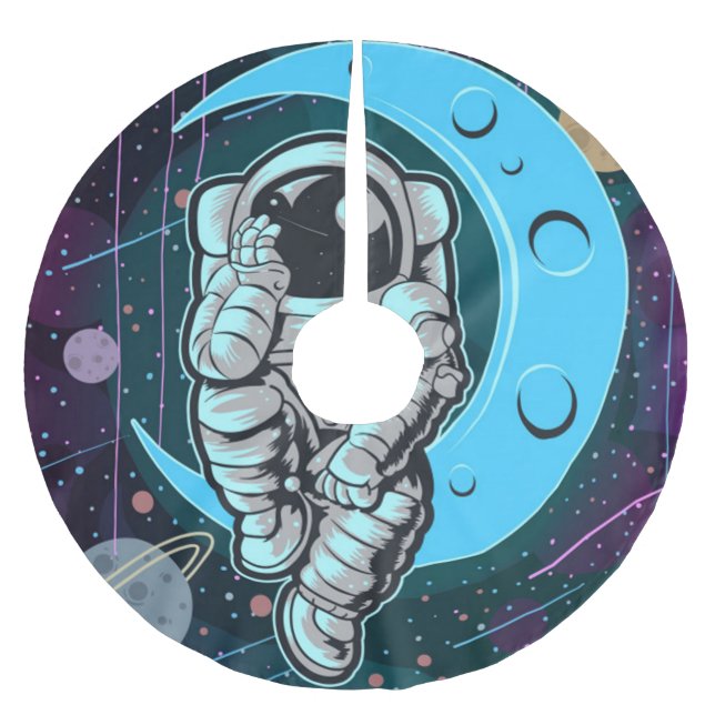 Saia Para Árvore De Natal De Poliéster astronauta cor completa (Frente)