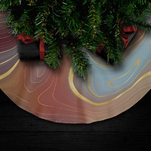 Saia Para Árvore De Natal De Poliéster Autumn Strata   Terra Cotta Teal e Agate Dourado