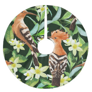 Saia Para Árvore De Natal De Poliéster Aves Exóticas: Impressão de Vintagem Tropical
