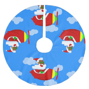 Saia Para Árvore De Natal De Poliéster avião piloto de aviação de Natal nuvem de papais n