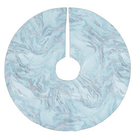 Saia Para Árvore De Natal De Poliéster Azul Aqua Silver Marble Swirls Natal