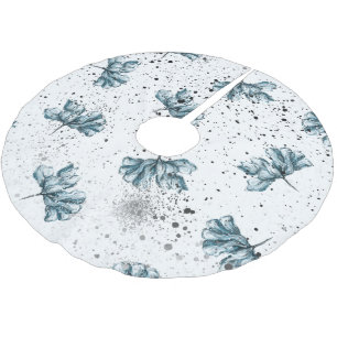 Saia Para Árvore De Natal De Poliéster Azul de aço elegante floral