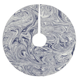 Saia Para Árvore De Natal De Poliéster Azul e Branco