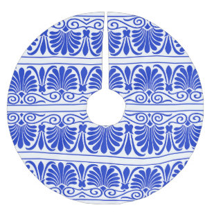 Saia Para Árvore De Natal De Poliéster Azul-padrão árabe mediterrânico grego