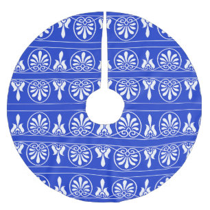 Saia Para Árvore De Natal De Poliéster Azul-padrão mediterrânico grego árabe