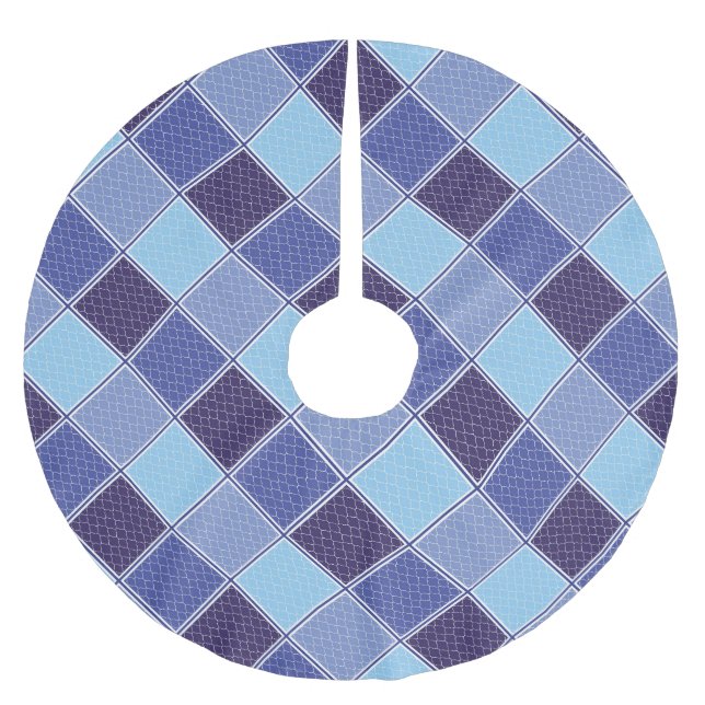 SAIA PARA ÁRVORE DE NATAL DE POLIÉSTER AZULEJO AZUL (Frente)