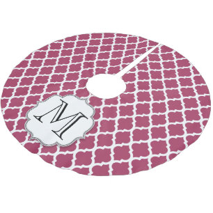 Saia Para Árvore De Natal De Poliéster Azulejo Vermelho Sangria de Marrocos com Monograma