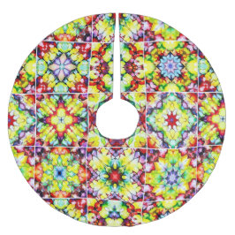 Saia Para Árvore De Natal De Poliéster Azulejos do Mediterrâneo, Azulejos de Tinta Álcool