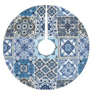 Saia Para Árvore De Natal De Poliéster Azulejos do Mediterrâneo, Portugal, Azulejo, Majol