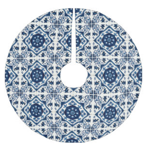 Saia Para Árvore De Natal De Poliéster Azulejos do Mediterrâneo, Portugal, Azulejo, Majol