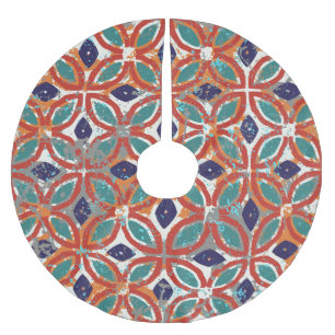 Saia Para Árvore De Natal De Poliéster Azulejos geométricos: origem étnica vintage.
