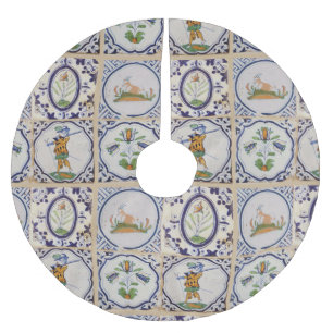 Saia Para Árvore De Natal De Poliéster Azulejos Holandeses Antigos Delft do século XVII a