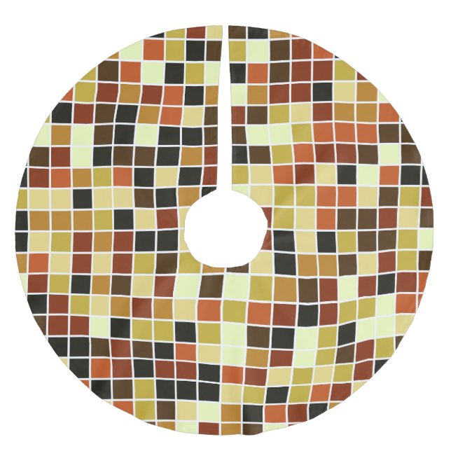 Saia Para Árvore De Natal De Poliéster Azulejos piscinas, Azulejos Mosaicos Castanhos, Pa (Frente)