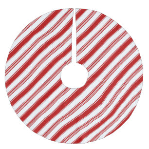 Saia Para Árvore De Natal De Poliéster Bandas de doces brancas e vermelhos
