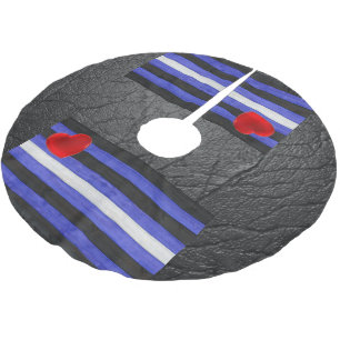 Saia Para Árvore De Natal De Poliéster bandeira do orgulho de couro SlipperyJoe's preta a