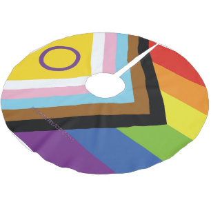 Saia Para Árvore De Natal De Poliéster Bandeira do orgulho intersexo SlipperyJoe's fundo 