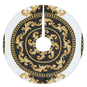 Saia Para Árvore De Natal De Poliéster Barroco ouro, correntes, decoração negra