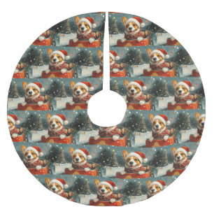 Saia Para Árvore De Natal De Poliéster Basenji Dog Roller Porta copos Natal